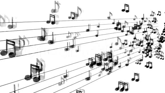 音乐音符在白色背景上流动视频的预览图