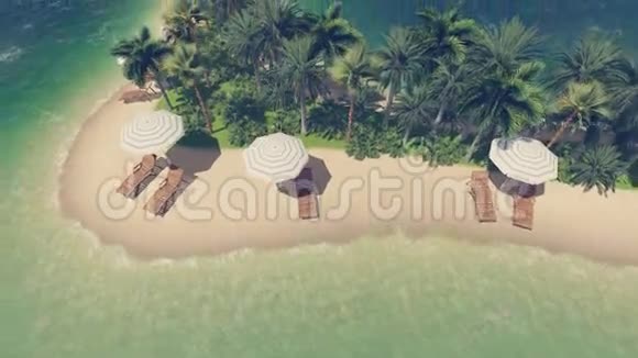 位于心形热带岛屿上的海滩视频的预览图
