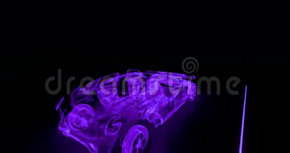 4K未来紫色轿车的抽象变换视频的预览图