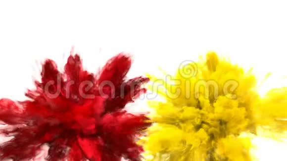 红色黄色爆炸多种颜色的烟雾爆炸流体粒子阿尔法视频的预览图