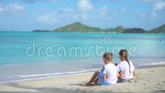 孩子们在热带海滩玩得很开心视频的预览图