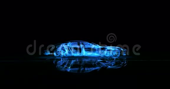 一辆4K的未来蓝色轿车的抽象转换视频的预览图