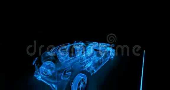 一辆4K的未来蓝色轿车的抽象转换视频的预览图