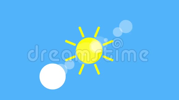 阳光图标动画蓝色背景图标设计录像动画明亮太阳孤立卡通动画视频的预览图