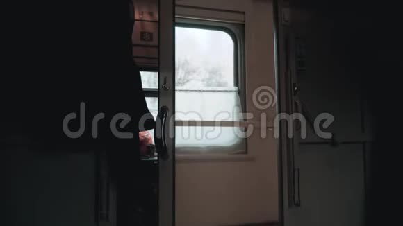 概念火车旅程旅行从火车窗口观看美丽的景色铁路生活方式旅行俄罗斯冬季视频的预览图