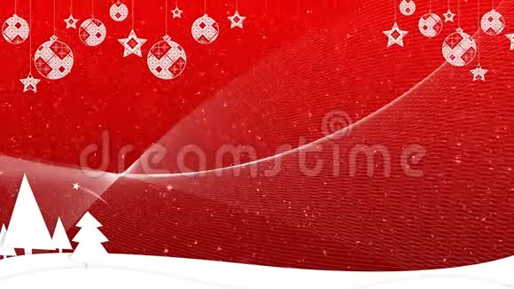 红色背景装饰的圣诞景观数字动画视频的预览图