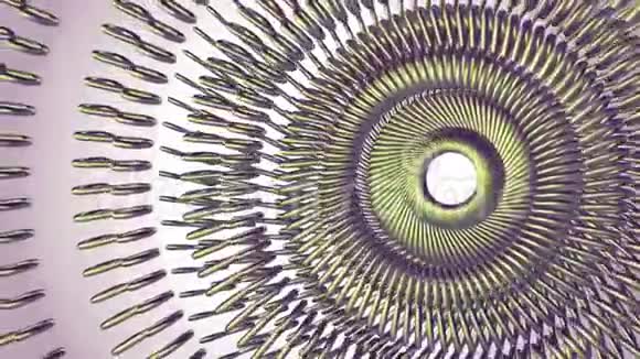 流体运动旋转绿色金属链眼圈无缝环动画三维运动图形背景新质量视频的预览图