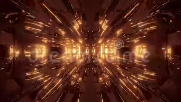 美丽的未来主义科幻太空船隧道背景三维插图三维渲染运动背景无缝循环视频的预览图
