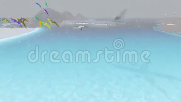 飞机飞越被洪水淹没的城市视频的预览图