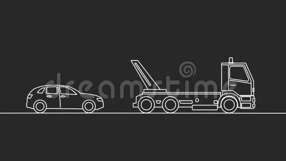拖着卡车在黑色背景上接一辆车视频的预览图