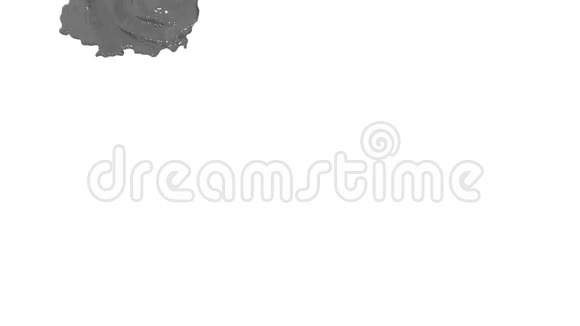 灰色的油漆流落在白色的背景屏幕上滴落在白色上3D渲染与阿尔法面具视频的预览图