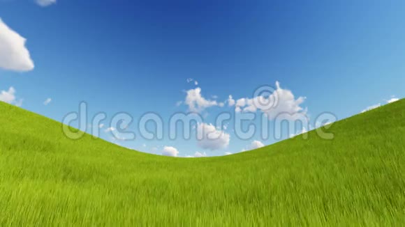 绿野和多云的天空三维渲染视频的预览图