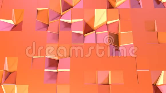 简单的低聚三维表面作为超现实景观软几何低聚运动背景移动纯粉色橙色视频的预览图