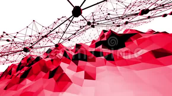 玫瑰色或粉红色低聚振荡表面作为抽象背景红色多边形几何振动环境或视频的预览图