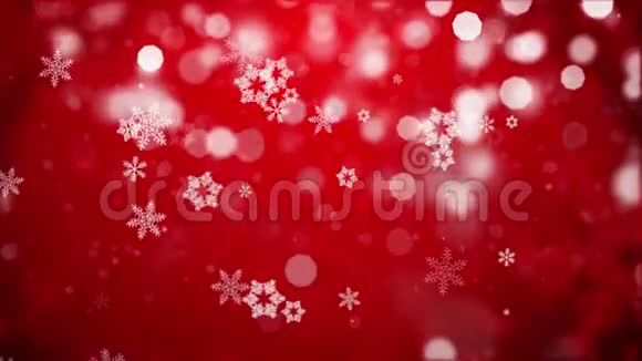 雪花飘落的圣诞红色背景视频的预览图