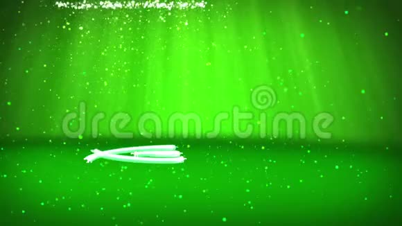 绿色圣诞树从发光发亮的粒子在左边冬季主题为圣诞节背景与复制空间3d视频的预览图