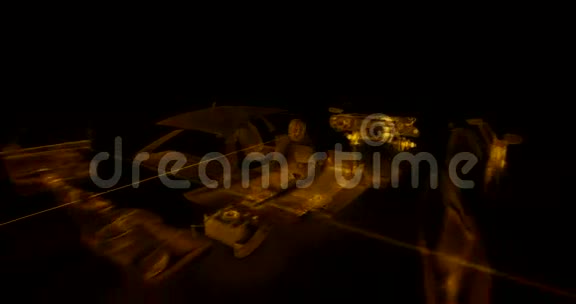 4K中一辆未来主义黄色轿车的抽象变换视频的预览图