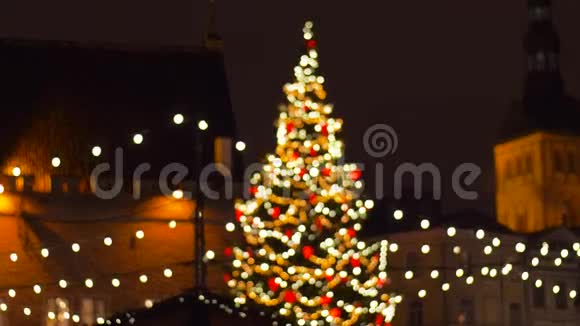 塔林老市政厅广场的圣诞树视频的预览图
