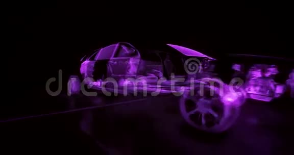4K未来紫色轿车的抽象变换视频的预览图