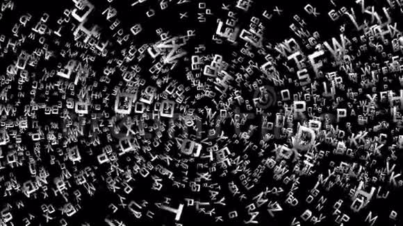 字母移动在空间阿尔法通道视频的预览图