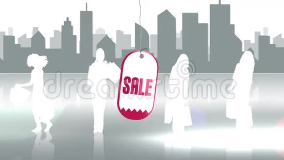 城市风景中剪影的销售广告视频的预览图