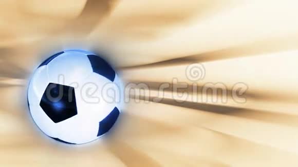 足球在光线背景下旋转循环股票镜头视频的预览图