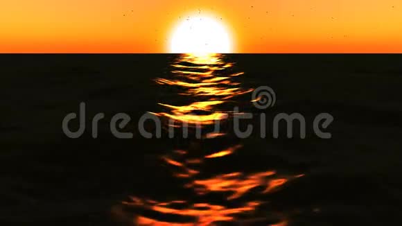 环行全海三维海与伟大的日落视频的预览图