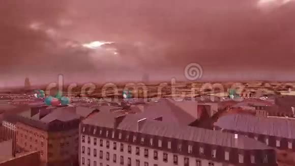 气球飞过三维城市视频的预览图