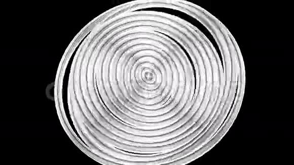 黑色背景下可循环白线框圆抽象视频的预览图
