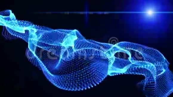 运动图形元素蓝色图形波形状是粒子视频的预览图