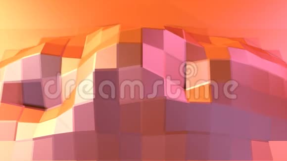 简单的低聚三维表面作为生动的环境软几何低聚运动背景移动纯粉色橙色视频的预览图