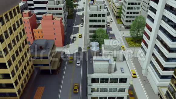 卡通城市街道交通航空景观视频的预览图