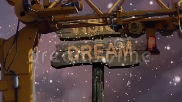 标志方向DREAM前面有起重机的视觉视频的预览图