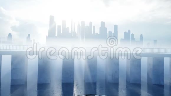 海滨黑色未来派电动汽车城市迷雾未来的概念现实的4k动画视频的预览图