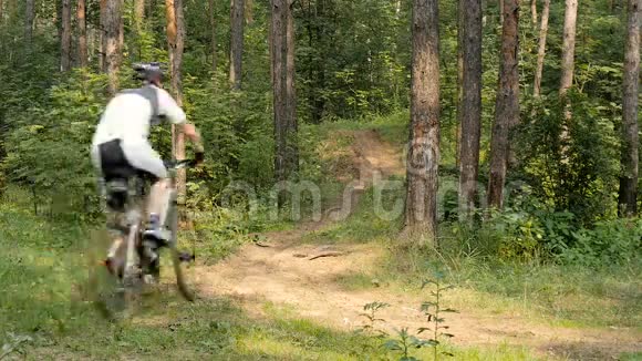 骑自行车的人穿过森林视频的预览图