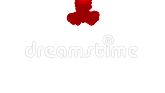 红色墨水滴在水中溶解缓慢的运动隔离在白色背景包括卢马哑光作为使用视频的预览图