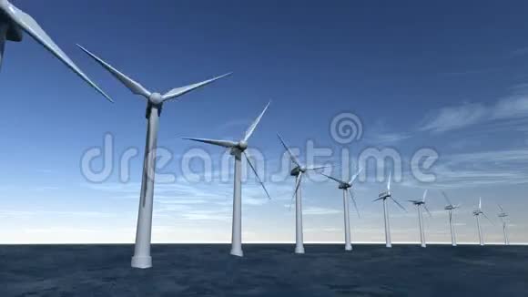 海上蓝天风力涡轮机视频的预览图