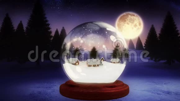 圣诞村内的雪球飞行圣诞老人视频的预览图