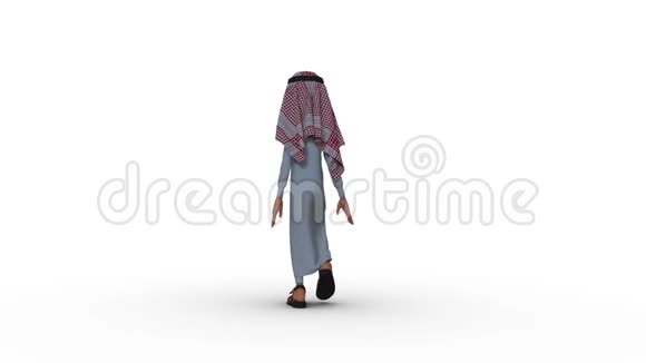 3D动画一个风格化的中东人与铸造阴影和卢马哑光隔离视频的预览图
