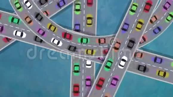 高峰时段大交通车辆在交叉路口行驶的最佳景观环行视频的预览图