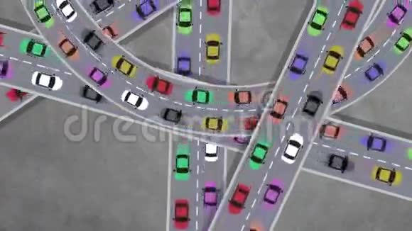 高峰时段大交通车辆在交叉路口行驶的最佳景观环行视频的预览图