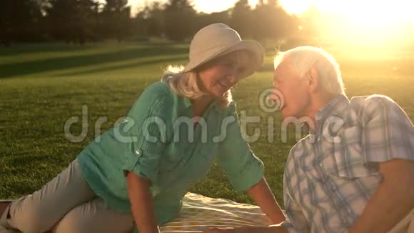 草地上的一对夫妇在微笑视频的预览图