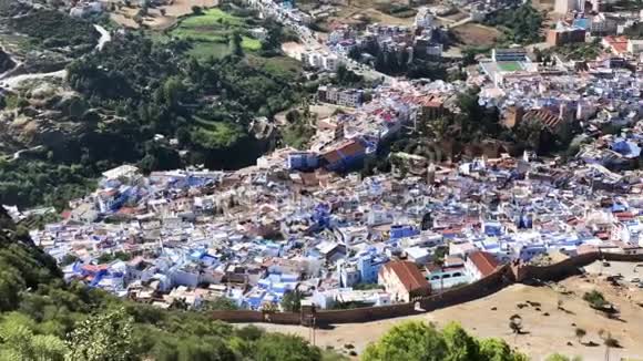 著名的蓝色麦地那老城的景色摩洛哥非洲视频的预览图