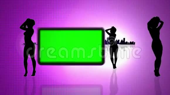 绿色屏幕旁边的舞蹈剪影视频的预览图