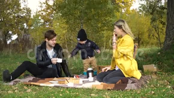 一家人在公园野餐视频的预览图
