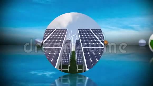 可再生能源和利用复制空间屏幕的蒙太奇视频的预览图