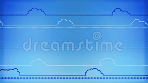 蓝色背景下的云线和平面动画视频的预览图