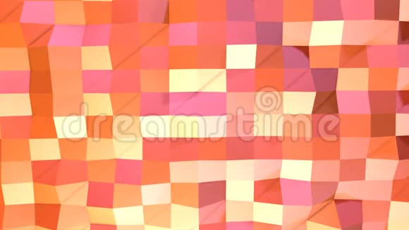 抽象简单的粉红色橙色低聚三维表面作为超现实景观软几何低聚运动背景视频的预览图