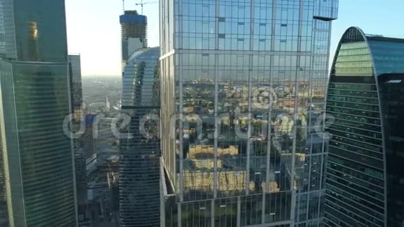 莫斯科国际商务中心摩天大楼的日落照片视频的预览图