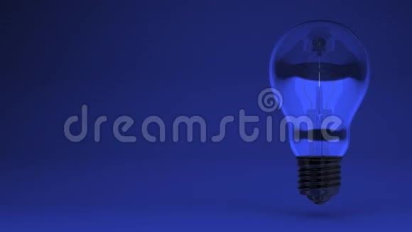 蓝色文本空间上的电动灯泡视频的预览图